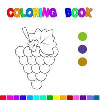 Coloring book for children with grapes.A workbook for kindergarten. vector