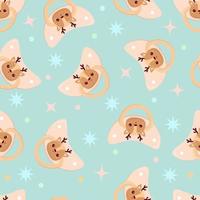 Seamless children's pattern on a green background. A dummy with a deer. Pacifier for children vector