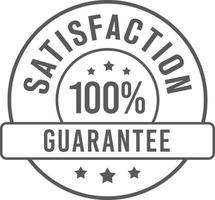 100 percent satisfaction guarantee minimalist badge, icon, sign, symbol design isolated on white background. vector