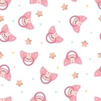 Seamless children's pattern on a white background. A dummy with a rabbit. Pacifier for children vector