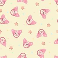 Seamless children's pattern on a yellow background. A dummy with a rabbit. Pacifier for children vector