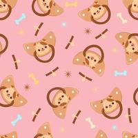 Seamless children's pattern on a pink background. A dummy with a dog. Pacifier for children vector