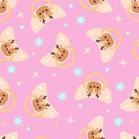 Seamless children's pattern on a pink background. A dummy with a deer. Pacifier for children vector