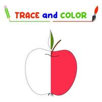 Trace and coloring with an apple.A puzzle game for children's education and outdoor activities vector