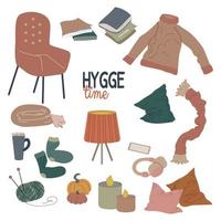 Hygge time autumn and winter set vector illustration