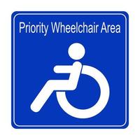 Priority seating area for people using wheelchair or with a disability sign. vector