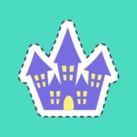 línea de pegatina cortada casa embrujada. elementos de halloween bueno para impresiones, folletos, carteles, anuncios, logotipos, decoración de fiestas, tarjetas de felicitación, etc. vector