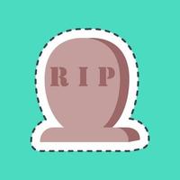 Sticker line cut tombstone. Halloween elements. Good for prints, flyer, posters, advertisement, logo, party decoration, greeting card, etc. vector