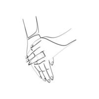 Vector illustration of female hands drawn in line art style