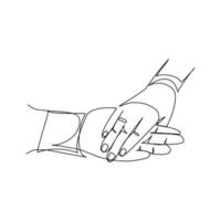 Vector illustration of two hands drawn in line art style