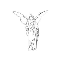 ilustración vectorial de una estatua de ángel dibujada en estilo de arte lineal vector