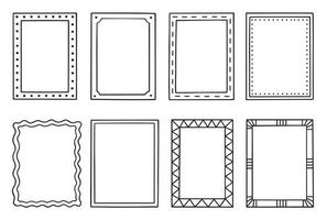 conjunto dibujado a mano de garabatos de marcos. bordes rectangulares en estilo boceto. ilustración vectorial aislado sobre fondo blanco. vector