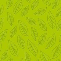 Seamless stylized green leaf pattern. Template for wallpapers, site background, print design, cards, menu design, invitation. Summer and autumn theme. Vector illustration.