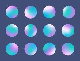 Holographic highlight stories, cover templates design set. Blurry abstract backdrops. Round vector illustrations with rainbow gradient for social networks.