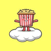 Cute cartoon Popcorn character standing in cloud vector