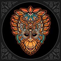 Colorful monkey head mandala arts isolated on black background vector