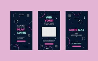 E-sports gaming social media story template with neon vector