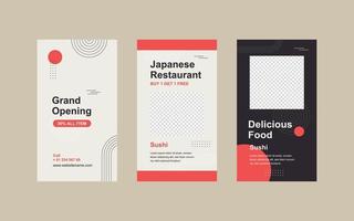 Flat Japanese restaurant social media story vector