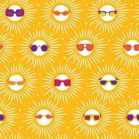 Suns in sunglasses of various shapes. Pattern. vector