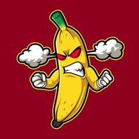 banana angry  mascot logo cartoon illustration vector