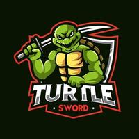 tortuga ninja mascota logo juego ilustración vector