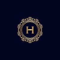 GOLD ROYAL LOGO BEAUTY LUXURY LETTER H vector