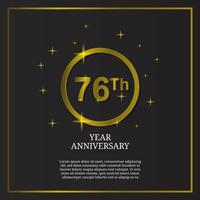 76th anniversary celebration icon type logo in luxury gold color vector