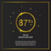 Logotipo de tipo de icono de celebración del 87 aniversario en color dorado de lujo vector