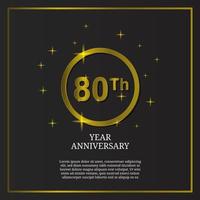 Logotipo de tipo de icono de celebración del 80 aniversario en color dorado de lujo vector