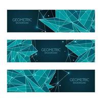 Polygonal abstract futuristic dark blue template, low poly sign. Vecor lines, dots and triangle shapes, connecting network. Horizontal banners, cover layout, social media design. vector