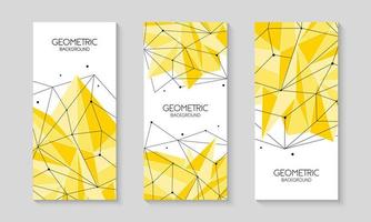 plantilla futurista abstracta poligonal, signo de baja poli sobre fondo blanco. líneas vectoriales, puntos y formas triangulares, red de conexión. plantilla de folleto, diseño de portada, revista, diseño de volante. vector