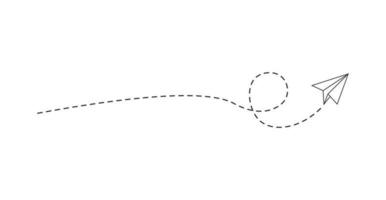 ruta de avión de papel de línea discontinua vector