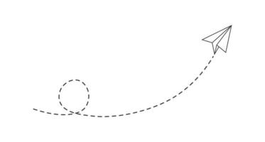 ruta de avión de papel de línea discontinua vector