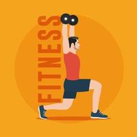 hombre fitness haciendo ejercicio con pesas vector