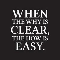 Motivational Entrepreneur Typography quotes. When the why is clear, the how is easy. vector
