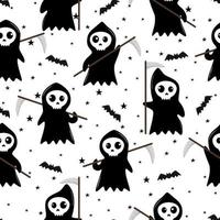 Scary Halloween characters and monsters. Ghost, zombie, bats, werewolf and death isolated on white background. vector