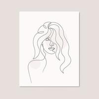 Women linear poster elegant line art drawing vector