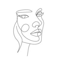 One line art woman face elegant linear drawing vector