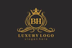 plantilla de logotipo de lujo real de letra bh inicial en arte vectorial para restaurante, realeza, boutique, cafetería, hotel, heráldico, joyería, moda y otras ilustraciones vectoriales. vector