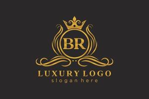 Initial BR Letter Royal Luxury Logo template in vector art for Restaurant, Royalty, Boutique, Cafe, Hotel, Heraldic, Jewelry, Fashion and other vector illustration.