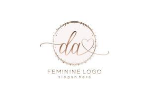 Initial DA handwriting logo with circle template vector logo of initial wedding, fashion, floral and botanical with creative template.