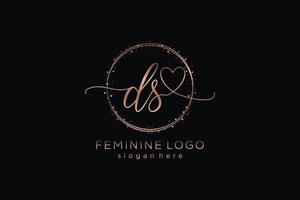 Initial DS handwriting logo with circle template vector logo of initial wedding, fashion, floral and botanical with creative template.
