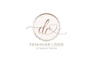 Initial DC handwriting logo with circle template vector logo of initial wedding, fashion, floral and botanical with creative template.