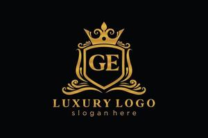 Initial GE Letter Royal Luxury Logo template in vector art for Restaurant, Royalty, Boutique, Cafe, Hotel, Heraldic, Jewelry, Fashion and other vector illustration.