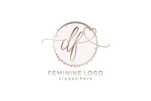 Initial DF handwriting logo with circle template vector logo of initial wedding, fashion, floral and botanical with creative template.