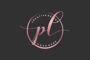 Initial PL handwriting logo with circle template vector signature, wedding, fashion, floral and botanical with creative template.