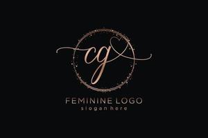 Initial CG handwriting logo with circle template vector logo of initial wedding, fashion, floral and botanical with creative template.