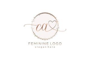 Initial CA handwriting logo with circle template vector logo of initial wedding, fashion, floral and botanical with creative template.