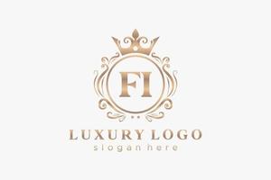 Initial FI Letter Royal Luxury Logo template in vector art for Restaurant, Royalty, Boutique, Cafe, Hotel, Heraldic, Jewelry, Fashion and other vector illustration.