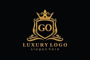 Initial GO Letter Royal Luxury Logo template in vector art for Restaurant, Royalty, Boutique, Cafe, Hotel, Heraldic, Jewelry, Fashion and other vector illustration.